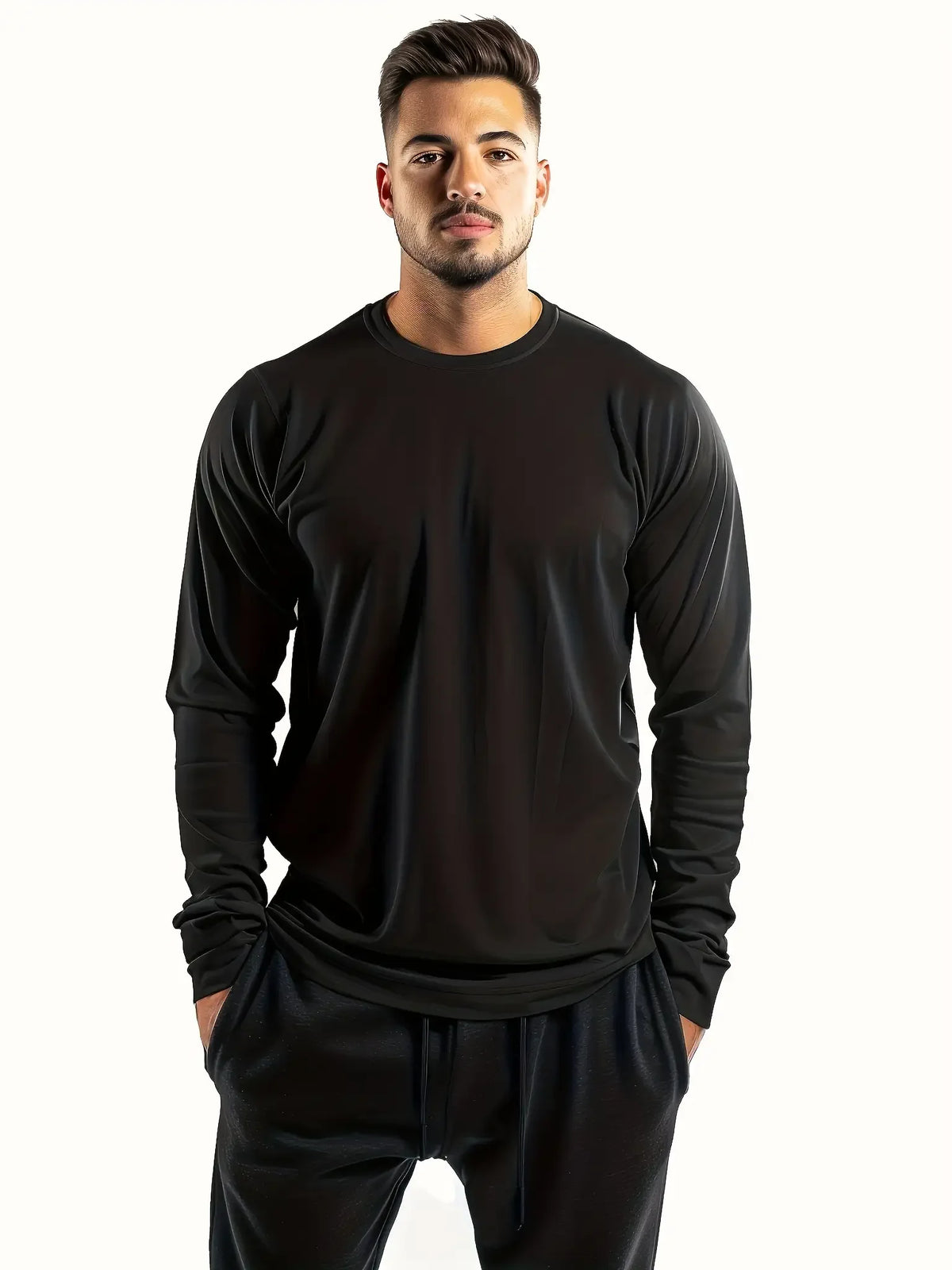 Men's Long Sleeve T-Shirts 5-Pack — Solid Color Crew Neck — image 2