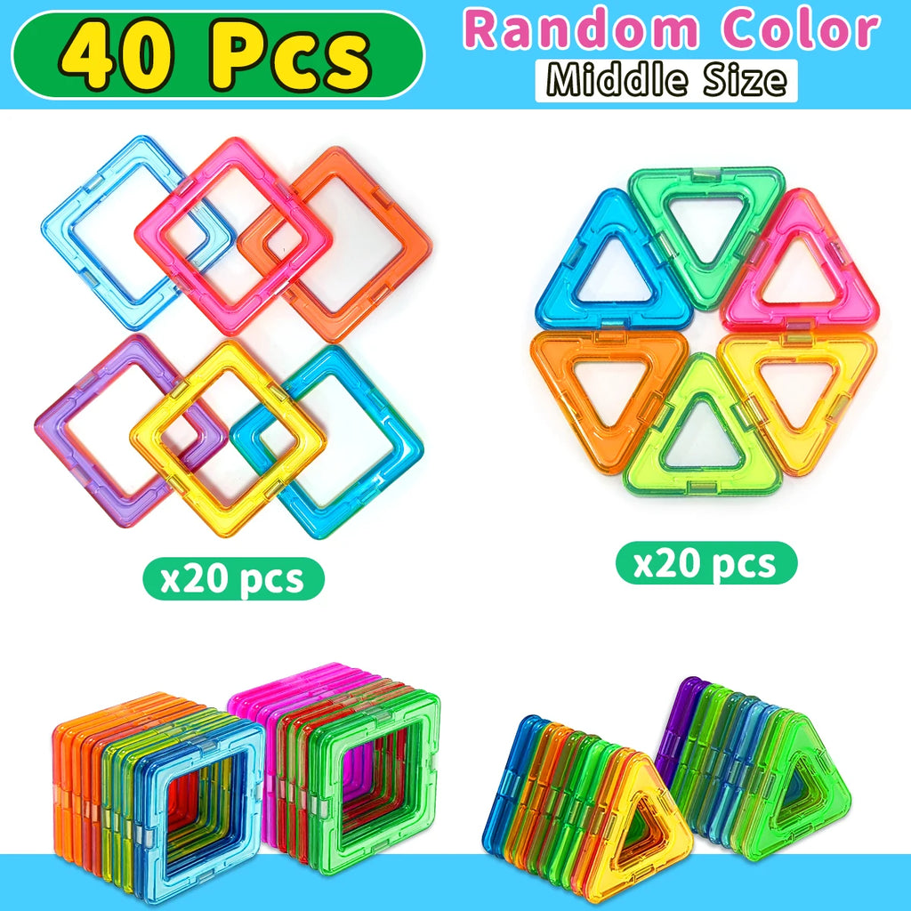 Kids Magnetic Building Blocks STEM construction toy set — 20 magnetic pieces